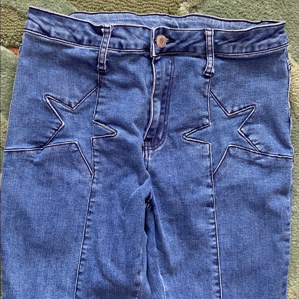 Saints and Hearts Classic Rock Couture Star Flare Bell Bottom Jeans L